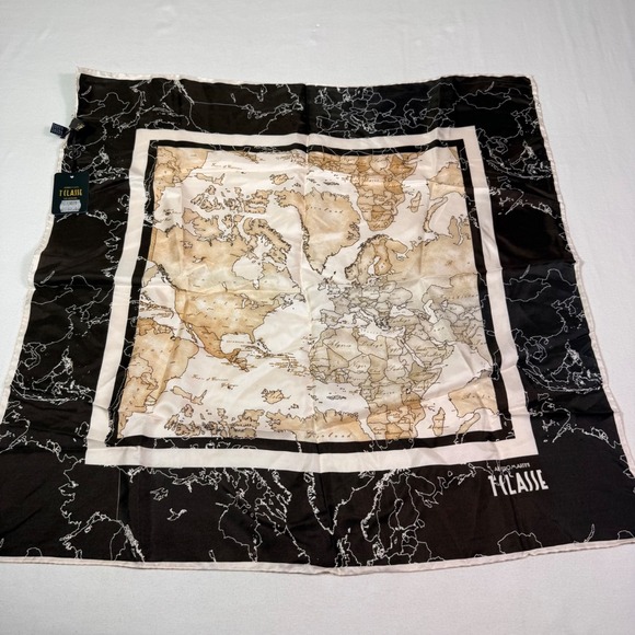 Alviero Martini Accessories - Alviero Martini 1A Classe Scarf OS Brown Geo Map Print 100% Silk Made in Italy